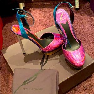 Brian Atwood metallic Platform Heel